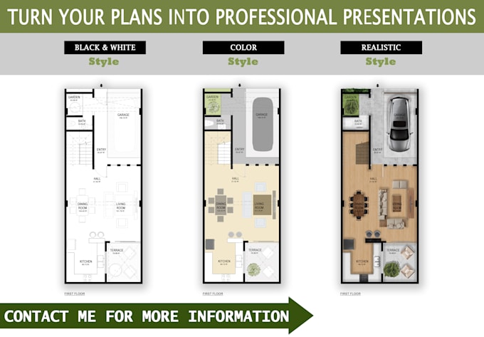 redraw and enhance 2d floor plans