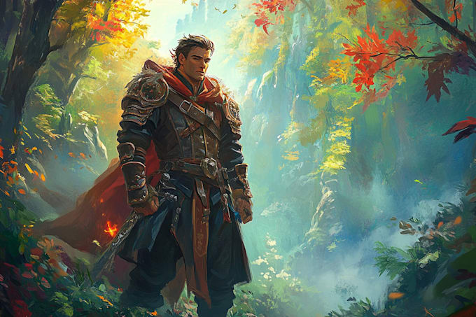 create fantasy character illustration, portrait, scene, splash art