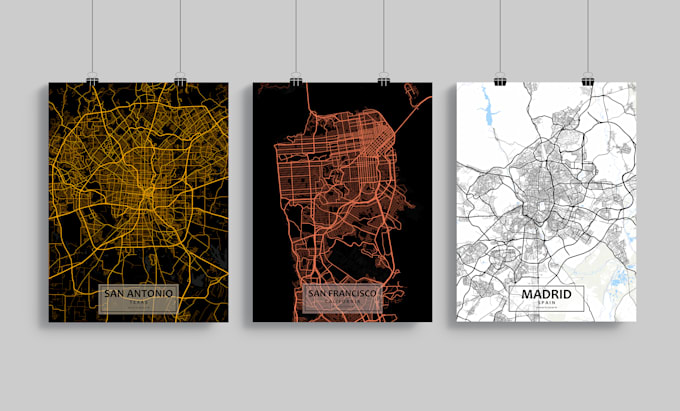 design a custom city map poster of any city in 24 hours