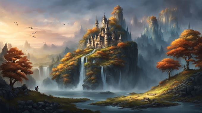 draw fantasy background and landscape