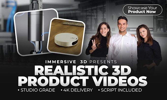 create a realistic 3d product animation video