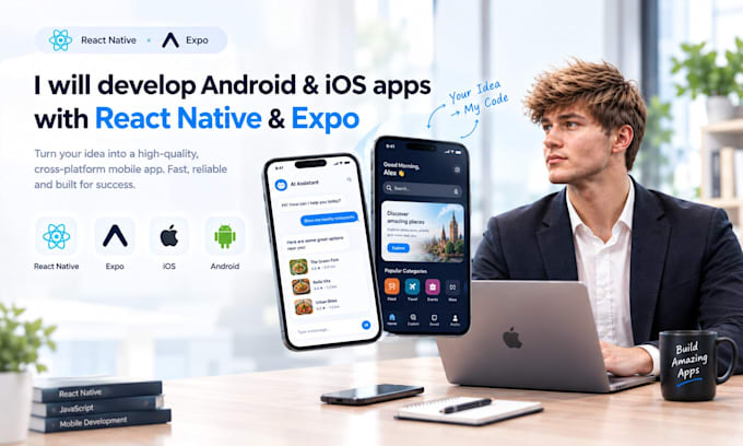 develop android and ios apps with react native and expo
