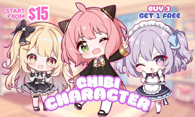 create cute chibi character for your oc, fanart in anime style