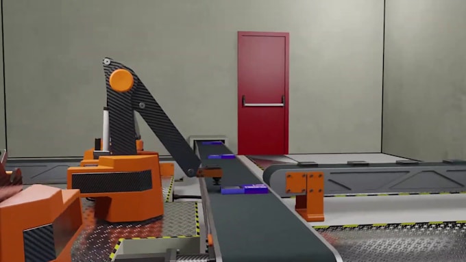 create realistic 3d animation for industrial equipment robotic factory process