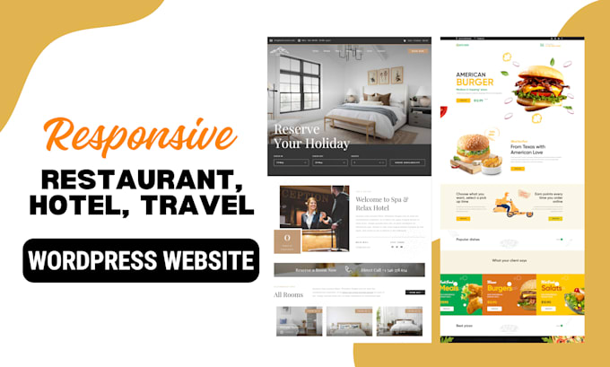 design modern restaurant, cafe, hotel, booking website with online food ordering