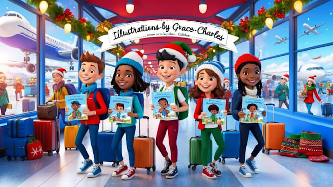 do children story book illustration, children book illustration for series book