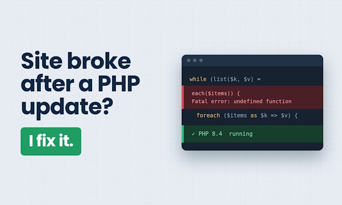 fix PHP errors and upgrade your PHP laravel or wordpress site to PHP 8