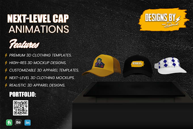 design custom 3d hats, caps, beanes mockups with techpack