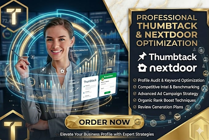 monthly manage and seo optimize rankup your thumbtack pro profile, nextdoor page