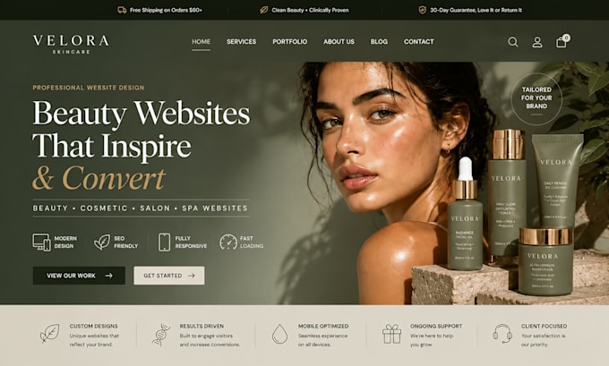 design beauty website, cosmetic website, salon website, spa website