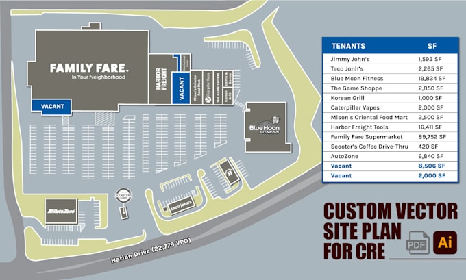 design custom vector site plan for commercial real estate