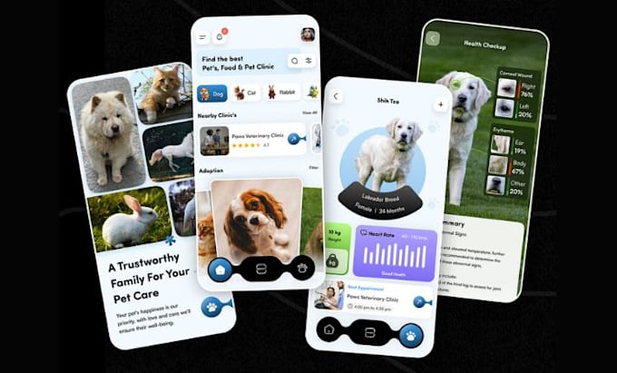 develop react pet sitting app, pet care app, pet flipping app, pet store app