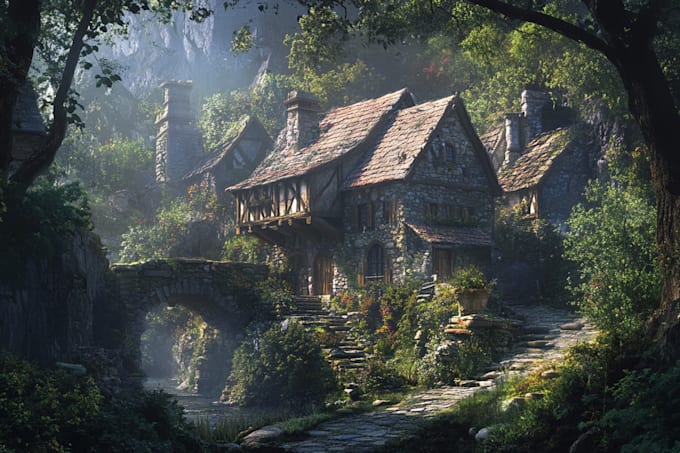 draw environment concept art, fantasy worlds