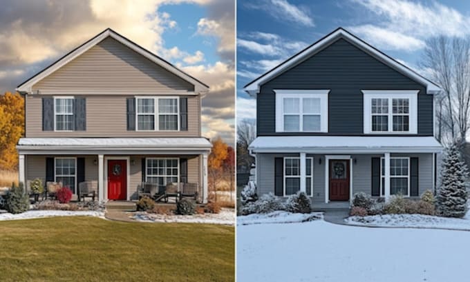 Do home exterior color scheme mockups and house color change renderings ...