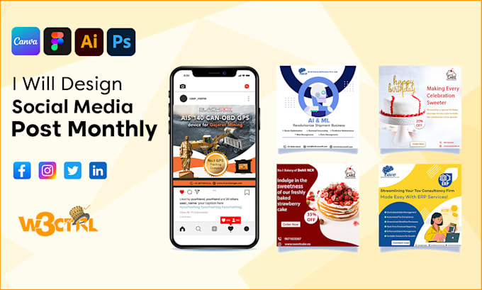 design social media posts for facebook and instagram monthly