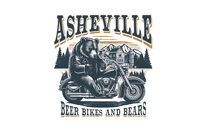 beer bears motor bikes logo design