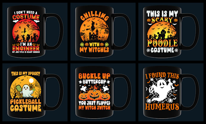 design halloween custom coffee mug or typography cup design your pod business
