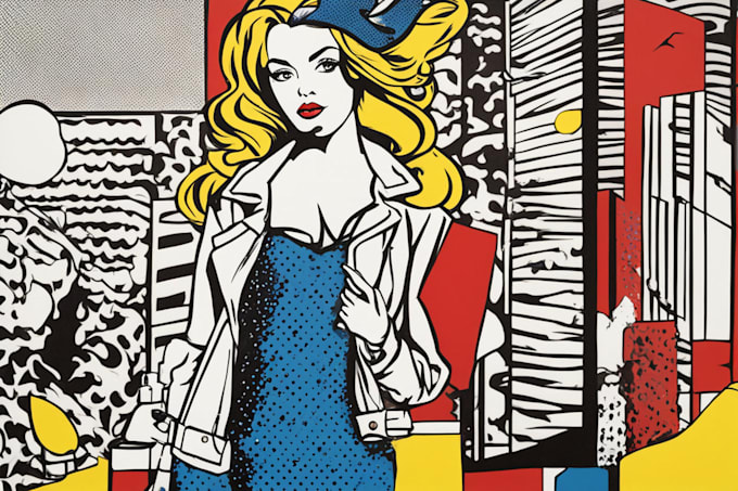 draw a retro pop art roy lichtenstein style