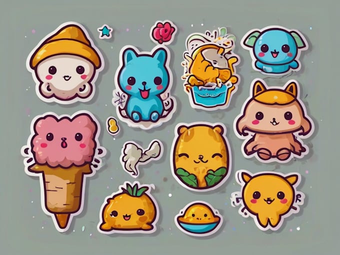 draw cute unique kawaii doodle art illustrations, icons