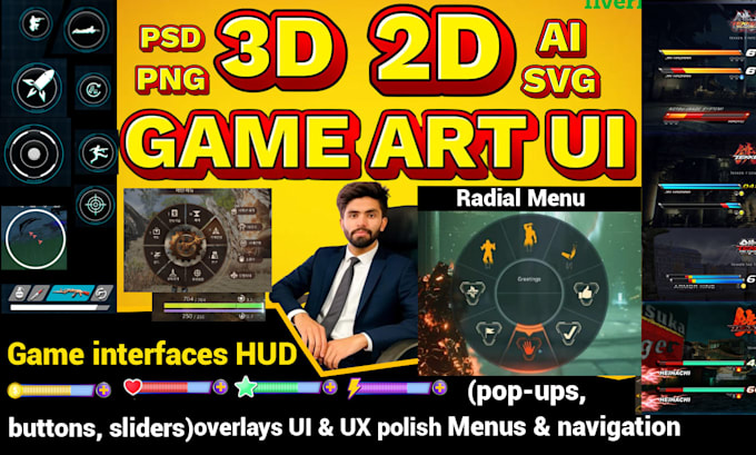 design professional 2d 3d game UI for mobile PC unity game