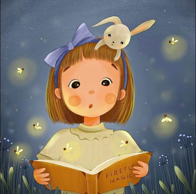 draw children book illustration and cute character design