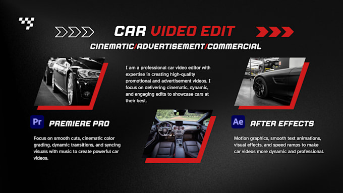 do professional car video editing for youtube, ig, tiktok
