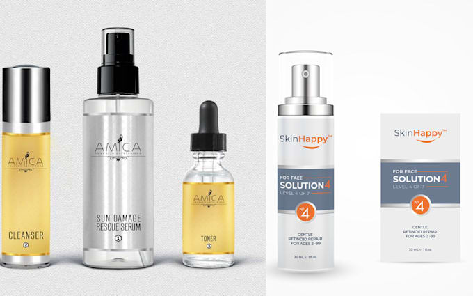 design a skincare cosmetic, label, and packaging, design