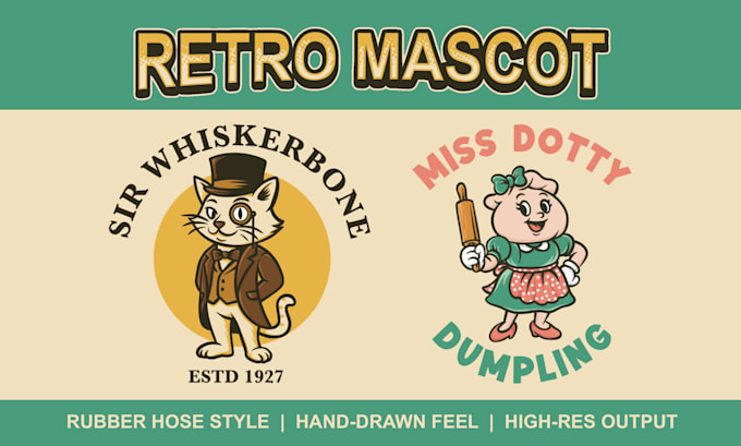 draw retro vintage cartoon character illustration