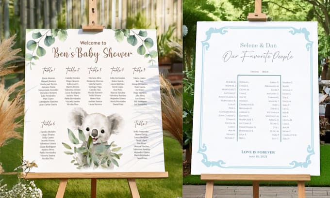 design wedding event stationery, seating, menus, signs