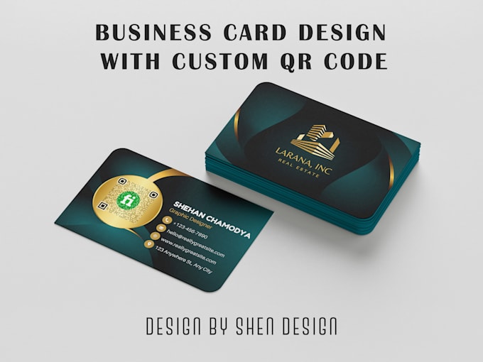 modern business card design with custom qr code