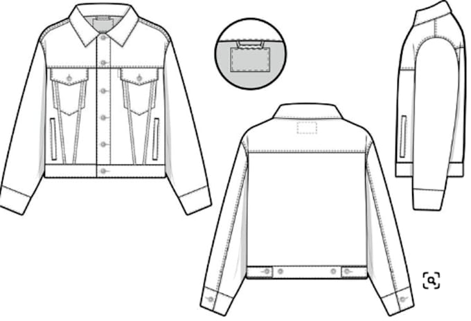 provide a flat sketch tech kit for your clothes, manufacturing