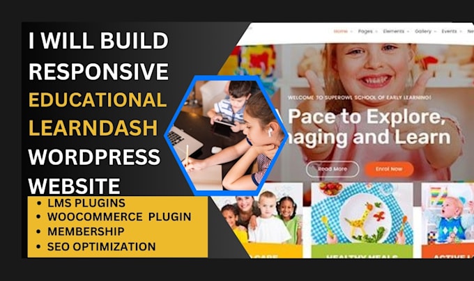 build educational course website kindergarten learndash wordpress ims website