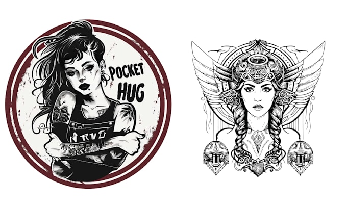 make black and white lady tattoo logo