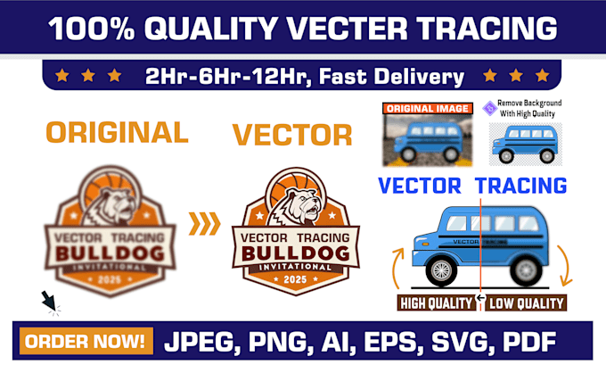 vector tracing, redraw, and convert any logo or image into high quality vector
