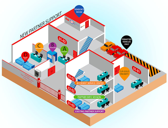 draw isometric projection illustration infographics and map