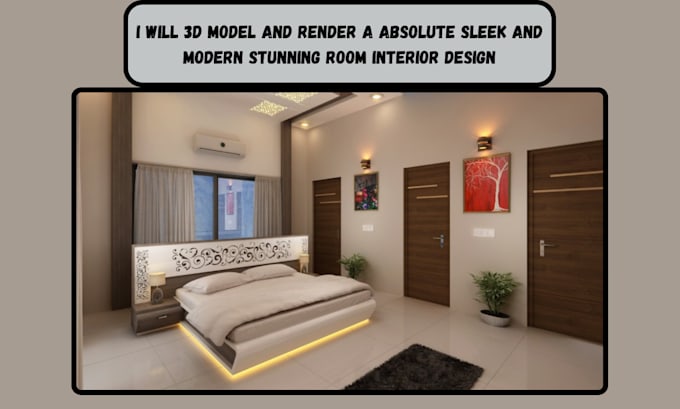 Do 3d model for your bedroom interior design and decor with rendering ...