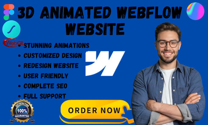 build a 3d animated website by using threejs, webgl gsap nextjs r3f webflow, wix