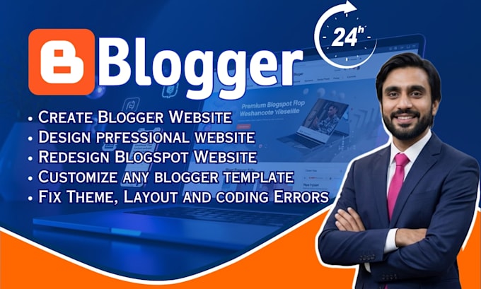 create, design or customize blogspot website on blogger with seo