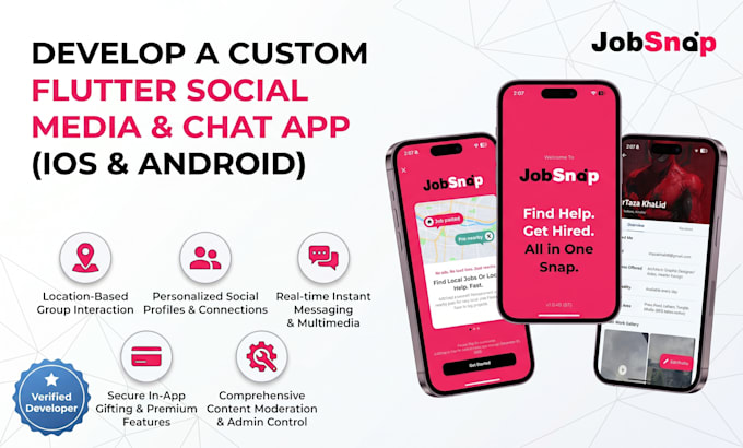 develop a custom flutter social media and chat app