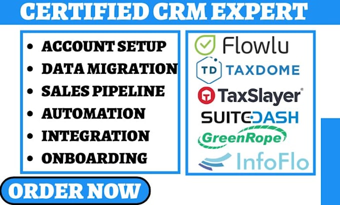 setup infoflo greenrop CRM flowlu taxslayer project taxdome suitedash plutio