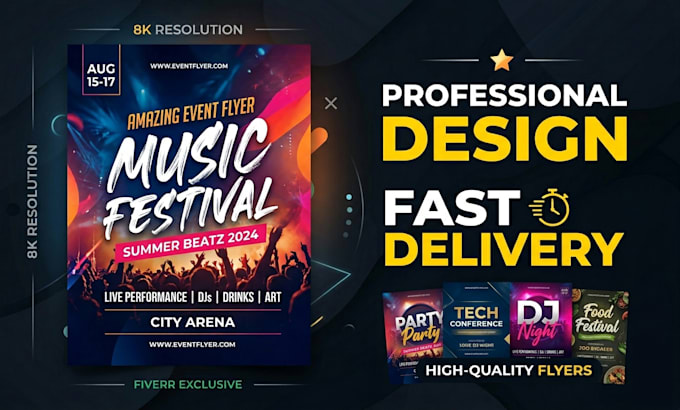 event party business flyers design 24h with 3 concepts