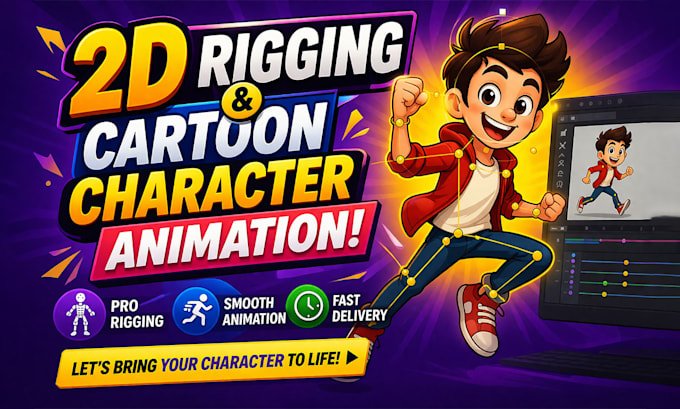 do 2d cartoon character designing rigging and animation