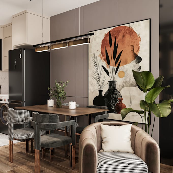 design living room interior and photorealistic render