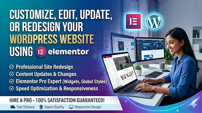 customize, edit, update, or redesign your wordpress website using elementor