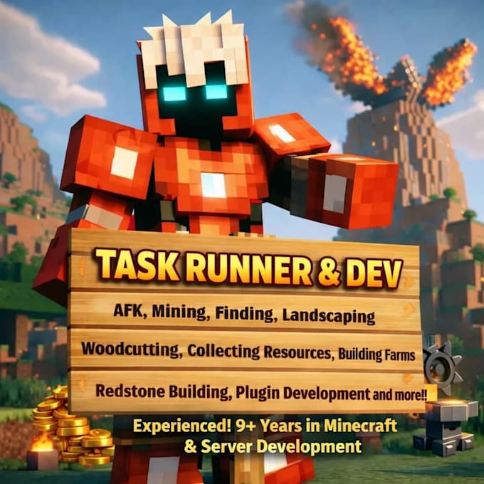 mine, build efficient farms, afk grind, and develop minecraft plugins for you