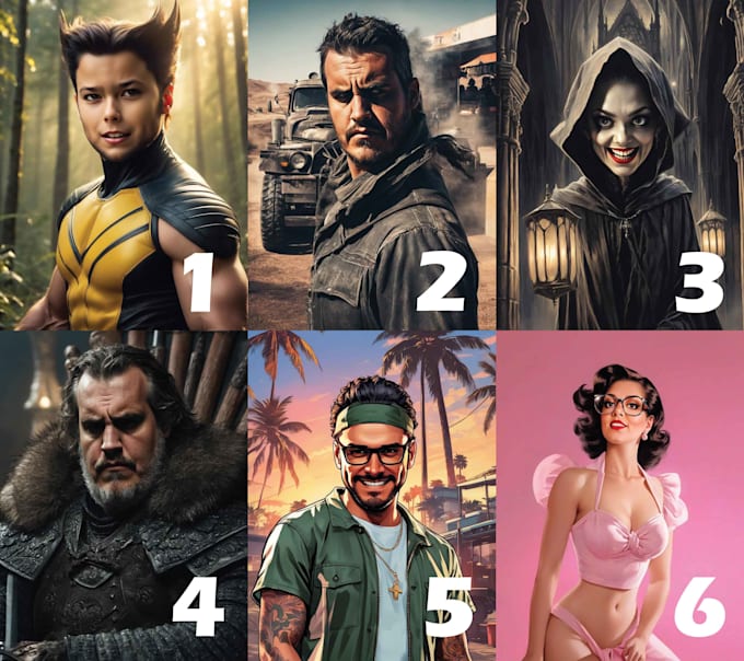 create an ai headshot, cosplay, retro or fun photo