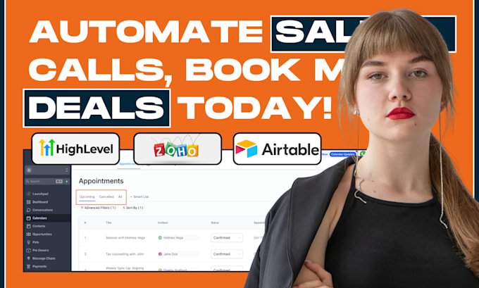 setup zoho CRM, gohighlevel, sales call workflow, calendar sync ghl appointments