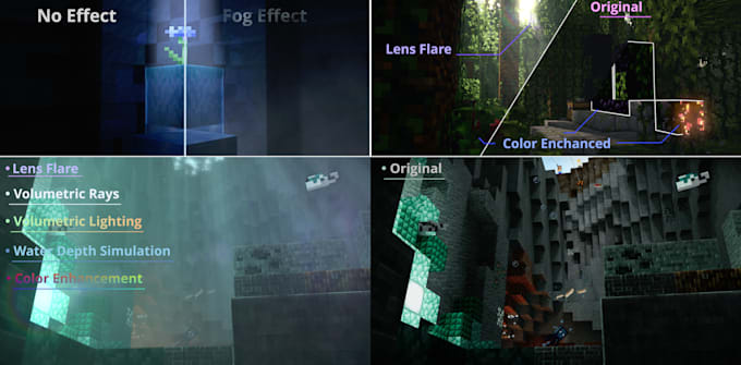 create a minecraft animation with high quality lightning