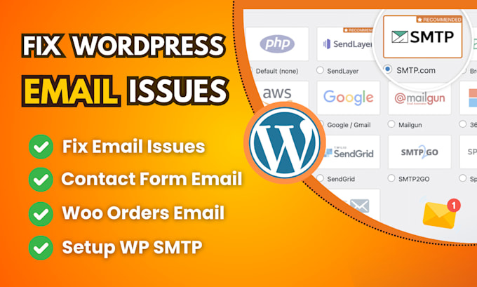 fix wordpress contact forms email issues not received, setup SMTP