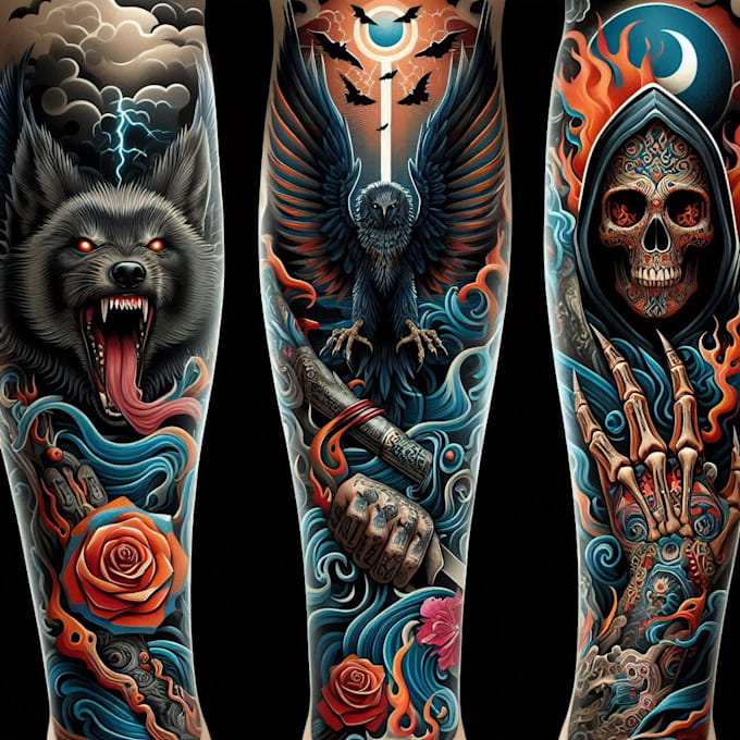 create custom tattoo design, tattoo sleeve